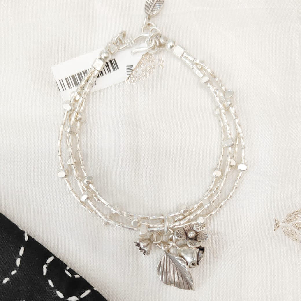 Aanya flowery silver bracelet with leaves
